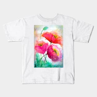 Watercolor poppies Kids T-Shirt